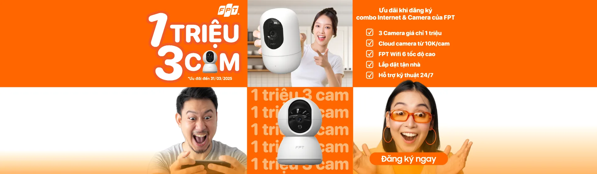 Camera FPT Khuyến Mãi 1 Triệu 3 Camera FPT WIFI